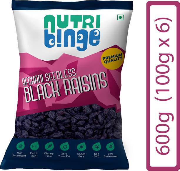 NUTRI BINGE Afghani Seedless Black Rich in antioxidants, Healthy Kishmish Raisins