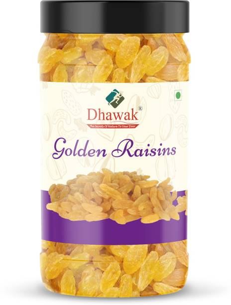 Dhawak Golden Raisins Healthy Juicy Jumbo Indian Kishmish [Jar Pack] Raisins