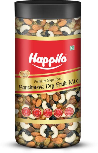 Happilo Classic Panchmewa Dry Fruit Mix Jar, Golden Raisin, Black Raisin, Cashew, Almond Assorted Nuts