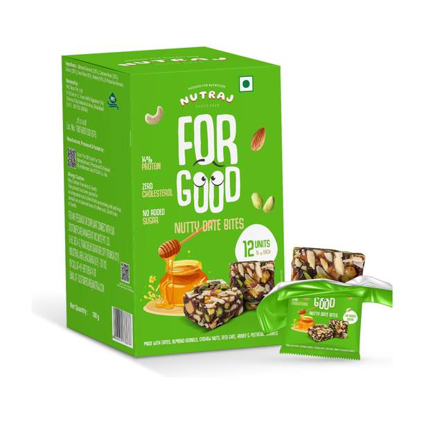 Nutraj Date Bites 180g (15g x 12), Dry Fruits Dates Bites, Dry Fruits Sweets