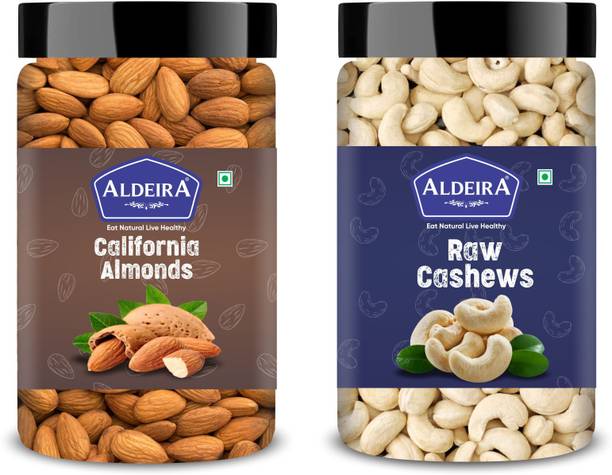 Aldeira Natural Almonds 100gm + Cashews 100gm (200gm) Dry Fruits Combo (100g Each) Almonds, Cashews