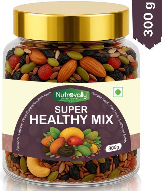 NutroVally Premium Dry Fruits & Seeds Mix | High Protein Healthy Snack Assortment Almonds, Cashews, Cherries, Raisins, Assorted Seeds & Nuts