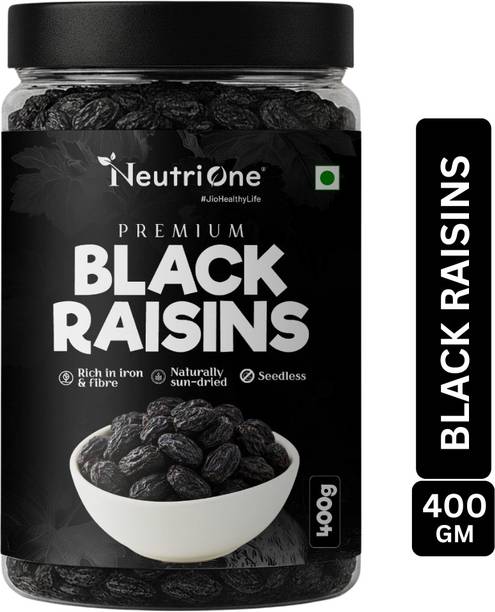 NeutriOne Premium Black Raisins Kishmish Kismish | Soft Seedless Healthy Dry Fruit Raisins