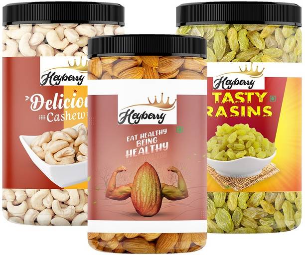 Heyberry Premium Dry Fruits Combo Pack 450g Cashews, Almonds, Raisins