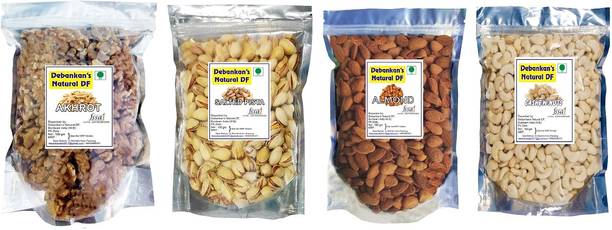 Debankan's Natural DF Combo pack of 400GM Pistachios, Walnuts, Almonds, Cashews Cashews, Almonds, Pistachios, Walnuts