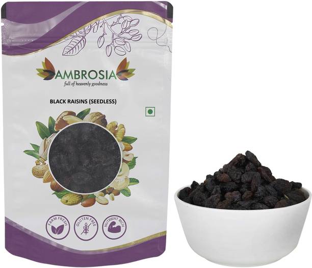 AMBROSIA Dried Black Seedless Raisins, Farm Fresh, Gluten Free Raisins