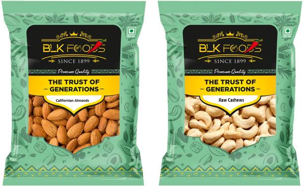 BLK FOODS Select California Almond & Cashew 400g Dry Fruits Combo Pack- Cashews, Almonds