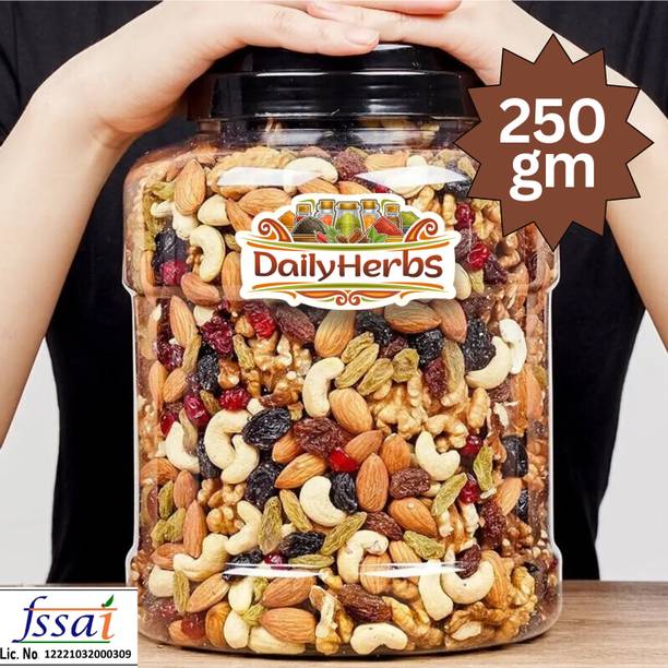 DAILYHERBS Mix Dry Fruit | Panchmeva | 250gm | AAA Almonds, Cashews, Raisins, Apricots