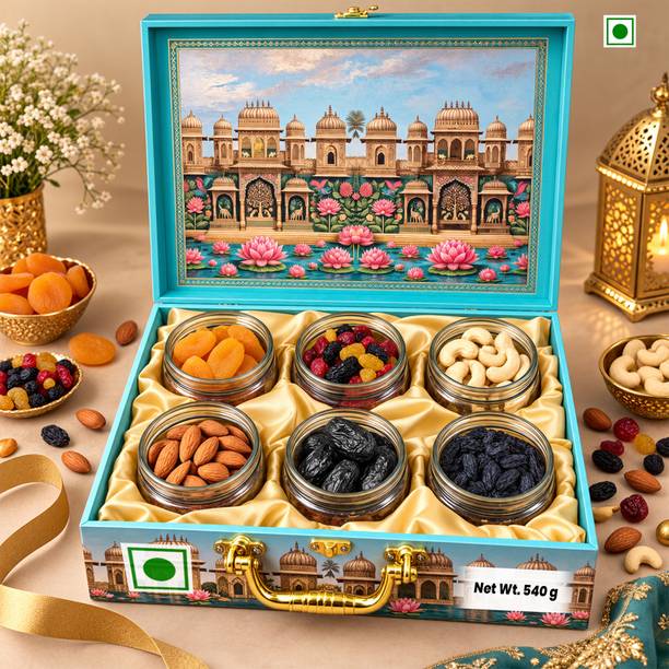 BrijBooti Dry Fruits Gift| Almonds, Cashew, Apricot, Ajwa Dates Black Kishmish Mix Berries Assorted Nuts