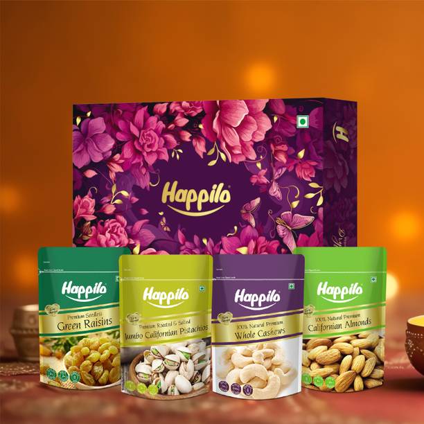 Happilo Celebrations Diwali Gift Pack | Premium Dry Fruits Hamper | Zefa | Sweets Box Almonds, Pistachios, Raisins, Cashews