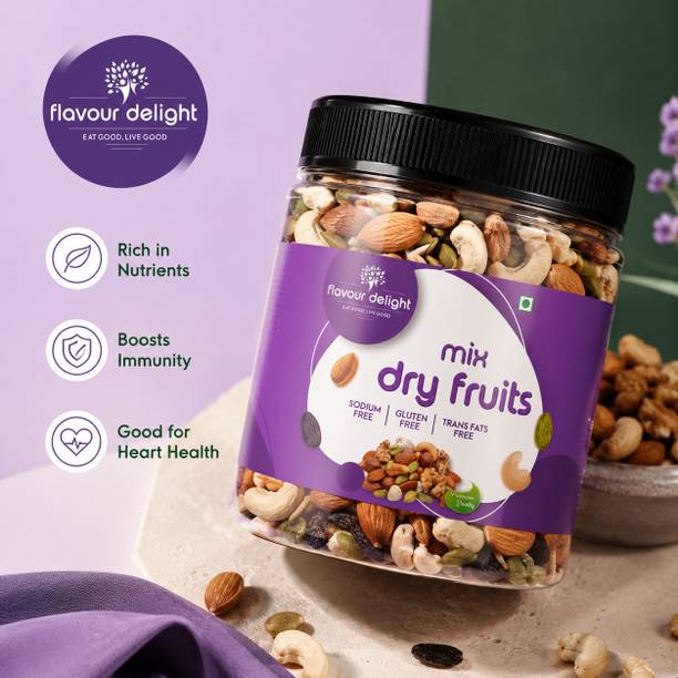 Flavour Delight Active Mixed Dry Fruits| Almonds, Cashews, Raisins,Date & Seeds| Rich in Mineral Almonds, Amla, Apricots, Assorted Seeds & Nuts, Cashews, Cherries, Dates, Raisins