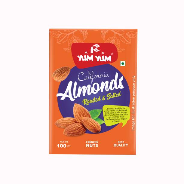 YUM YUM Premium Californian Roasted & Salted Almonds Badam 100g -