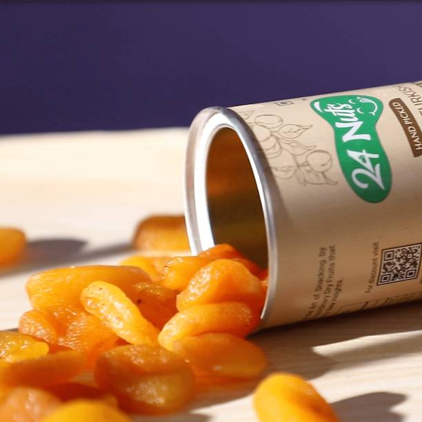 24 NUTS Premium Turkish khubani: Hand-Picked Jumbo Size Dried Fruit Tin Apricots