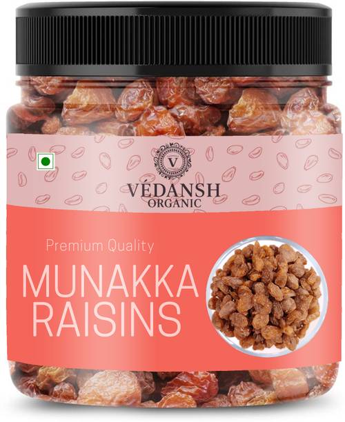 VEDANSH ORGANIC Premium Munakka Raisins - 250g | Sun-Dried Dry Fruits | Rich in Iron & Fiber Raisins