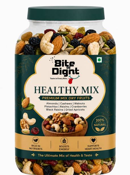 Bite Of Dight Premium Healthy Mix Dry Fruits | Panchmeva | Healthy Nutmix | 100% Natural Almonds, Apricots, Cashews, Walnuts, Raisins, Cranberries, Dry Dates, Pistachios