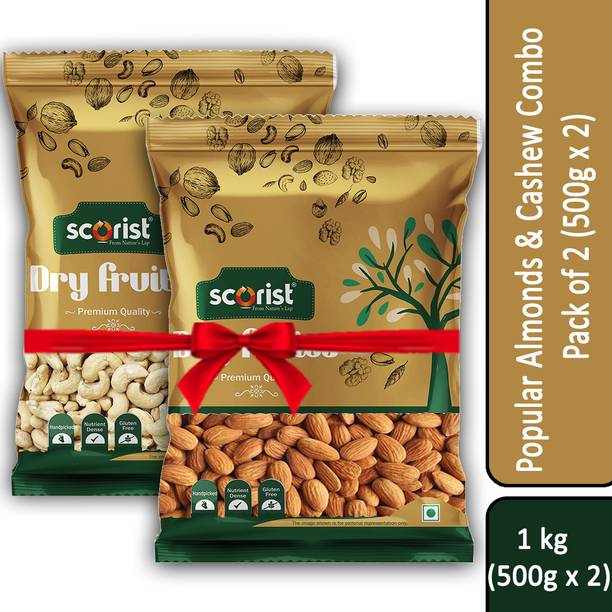 Scorist Popular Dry Fruits Combo (Almonds + Cashews) 1Kg | Almonds, Cashews