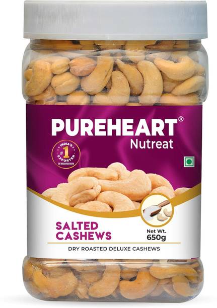 PUREHEART Nutreat Roasted Salted Cashews | Salted Whole Cashew Nuts/Kaju Dry Fruit| Cashews