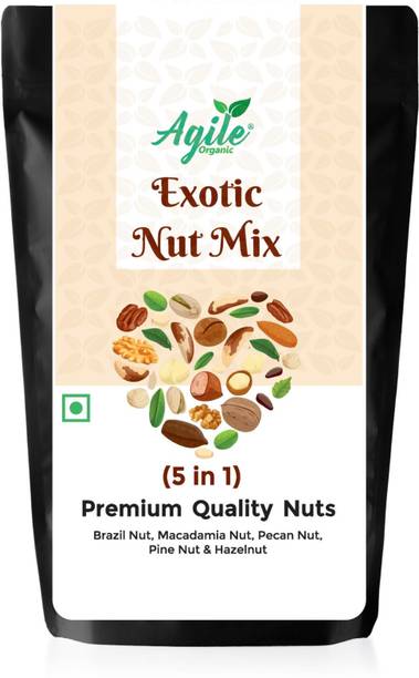 Agile Organic Exotic Nut Mix 200g | Premium Mixed Nuts | Mix nuts 200gm Hazelnuts, Pecans, Brazil Nuts, Pine Nuts, Macadamia Nuts
