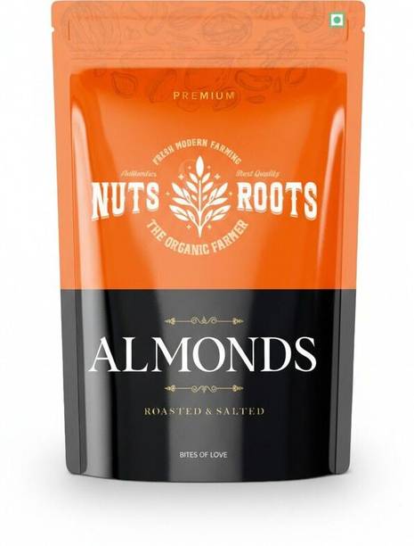 Nuts&Roots Premium Almonds - Roasted-Salted Badam Whole, 200g Real Nuts High in Fiber Badam Almonds