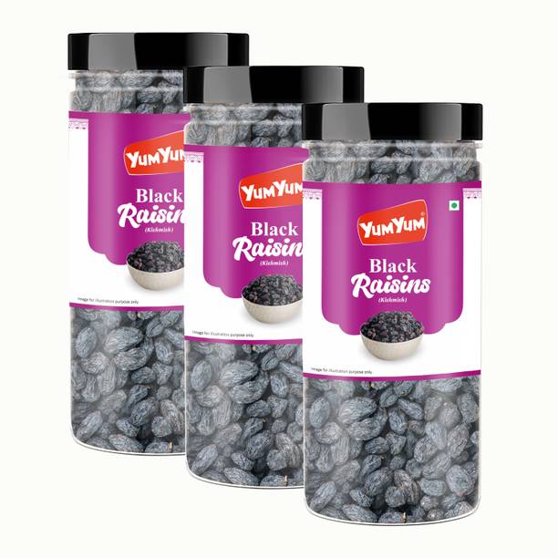 YUM YUM Premium Black Raisins Kishmish 750g (Pack of 3-250g Each) - Raisins