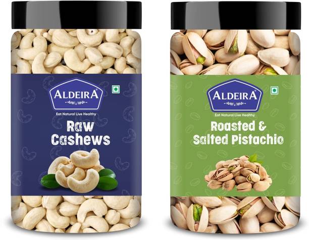 Aldeira Natural Cashews 100gm + Pistachios 100gm (200gm) Dry Fruits Combo (100g Each) Cashews, Pistachios