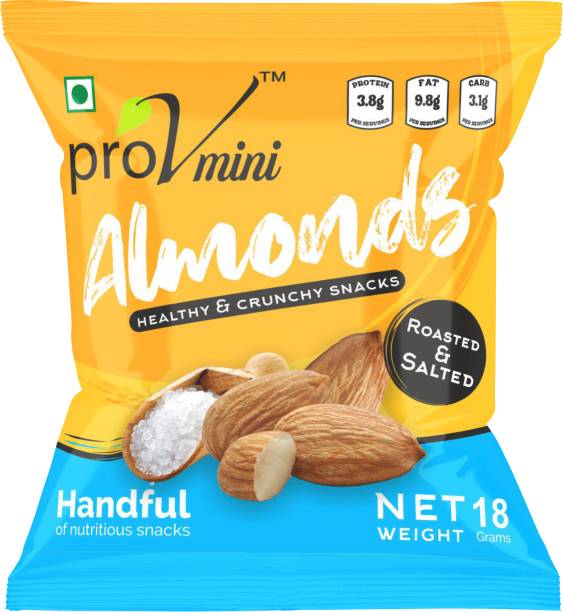 ProV Minis Almond Roasted & Salted18 gm (Pack of 10 = 180gm) Almonds