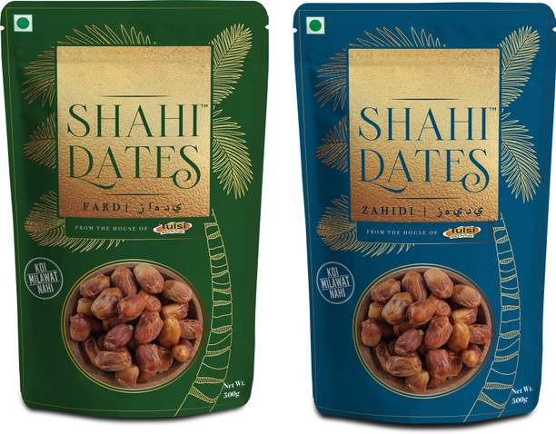 Tulsi Shahi Fard Dates (500g) + Shahi Zahidi Dates (500g), Combo Pack Khajoor, Premium Dates