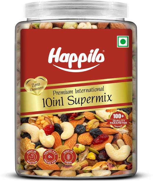 Happilo Premium 10 in 1 Supermix Jar, Pumpkin, Amla, Sunflower Seeds, Almonds, Cashews, Pistachios, Raisins, Cranberries, Walnuts