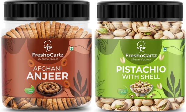FreshoCartz Dry Fruits Combo | Figs and Pistachios 250gm Each | Anjeer Pista Combo Figs, Pistachios