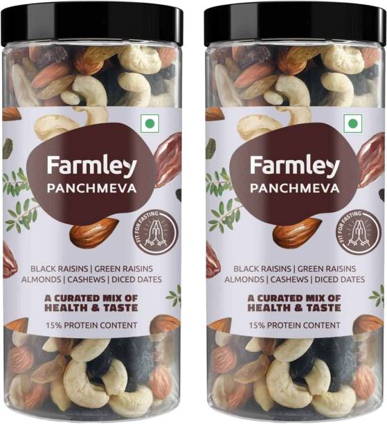 Farmley Mix Dry Fruit - Panchmeva -Almond,Cashew,Dates,Black Raisin,Green