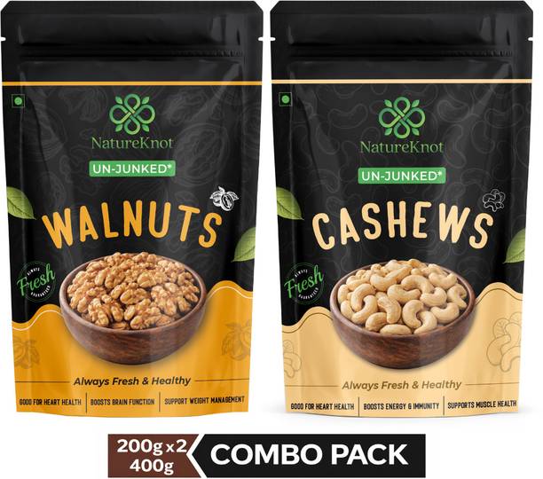 Natureknot Dry Fruits Combo | Cashew Nuts + Walnut Kernels (Akhrot giri ) | Walnuts, Cashews