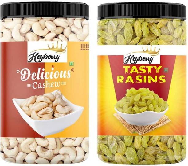 Heyberry Premium Dry Fruits Combo Pack 1kg Cashews, Raisins