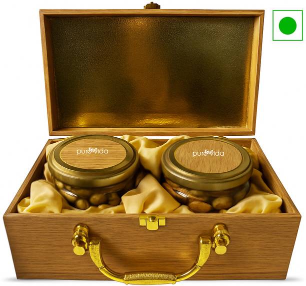 Purevida Premium Dry Fruits Gift Box | Beige Charm Gift Box | Festive & Corporate Gifting Almonds, Cashews