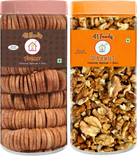 41 foods Dry fruits combo pack of Akhrot Anjeer 500GM Figs, Walnuts
