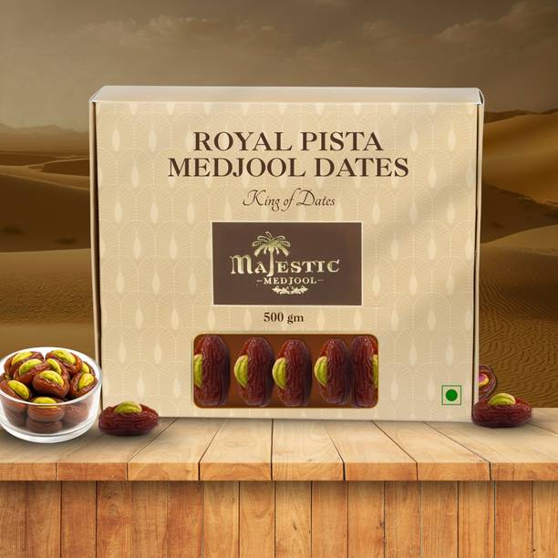 Majestic Medjool Pista Stuffed Medjool Dates 500g | Luxury Dry Fruit Box for Raksha Bandhan Dates