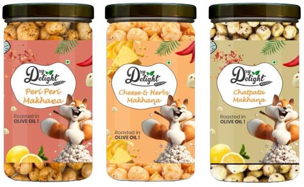 DRYDELIGHT Cheese & Herbs Makhana, Chatpata Makhana and Peri Peri Makhana Combo Pack Fox Nut
