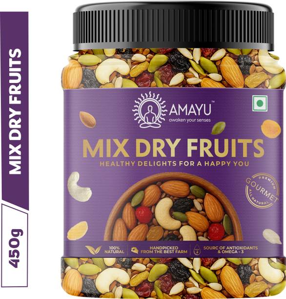 AMAYU Premium Mix Dry Fruits | Panchmeva | Healthy Nutmix | 100% Natural Assorted Fruits & Nuts, Almonds, Cashews, Raisins, Assorted Seeds & Nuts