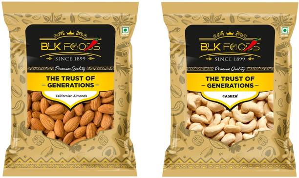 BLK FOODS California Almond & Cashew 1000g | Dry Fruits Combo Pack- Cashews, Almonds