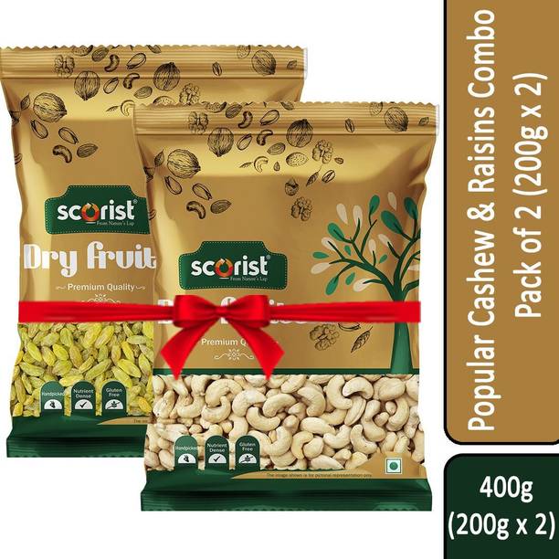 Scorist Popular Dry Fruits Combo (Cashews + Raisins) 400g | Cashews, Raisins
