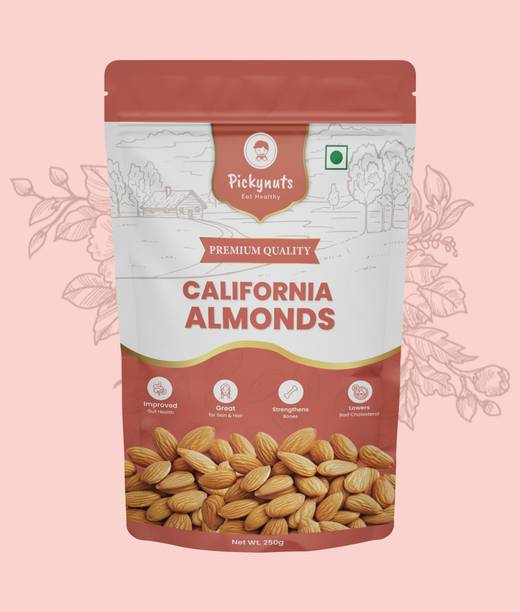 Pickynuts Californian Almonds – Whole Crunchy Badam Dry Fruits | Healthy Daily Nuts Almonds