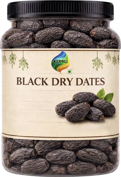 KEROLI Black Dry Dates 1000 GM | Kala Khajoor | Black Chuara | Hygienically Packed | Dry Dates