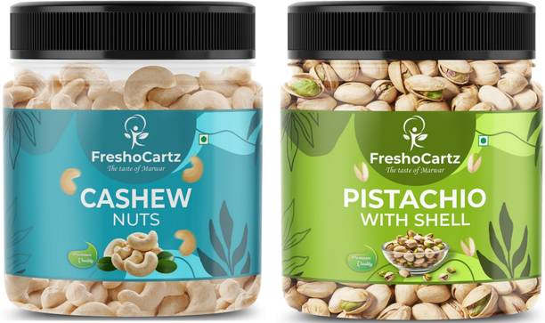 FreshoCartz Dry Fruits Combo | Cashew Nuts and Pistachios 250gm Each| Kaju Pista Combo | Cashews, Pistachios