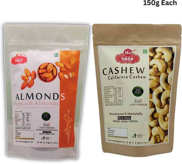 DADA New Combo Pack of Almonds + Cashew 150g Each Pack Total 300g Almonds, Cashews