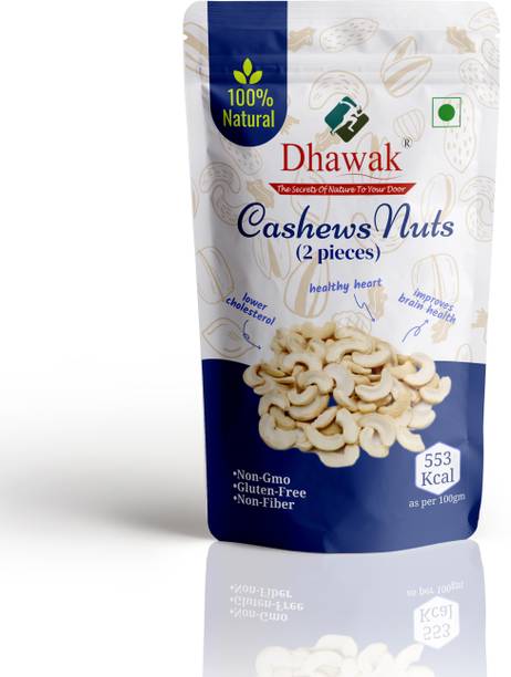 Dhawak White 2 pieces (Kaju 2 Tukda) split broken Cashews Nuts | Jumbo Half Cashews
