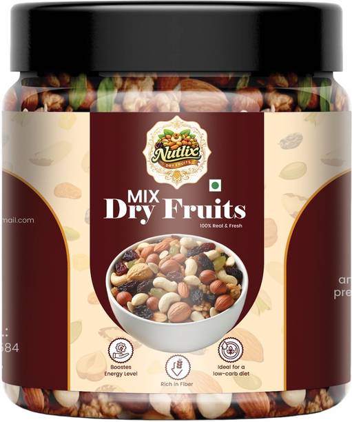 Nutlix Mix Dry Fruits and Nuts | Premium Trail Mix Healthy Snack Dry Fruits Mix Seeds Almonds, Cashews, Raisins, Apricots, Dates