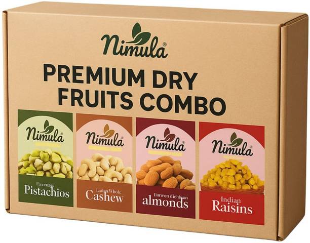 nimula Dry Fruits gift hamper Almond, Whole Cashew, Raisins, Pistachios (400g) Almonds, Cashews, Raisins, Pistachios
