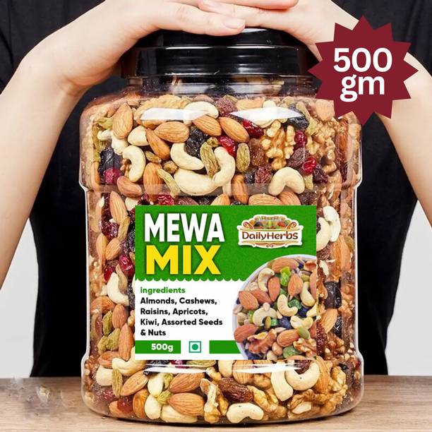 DAILYHERBS Mix Dry Fruit | Mewa Mix | 500gm | AA Almonds, Cashews, Raisins, Apricots, Assorted Nuts