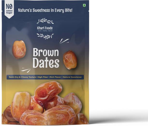 Khari Foods Premium Brown Dates, Khajur / Khajoor, Fibre Rich, Energy Booster Snacks Dates
