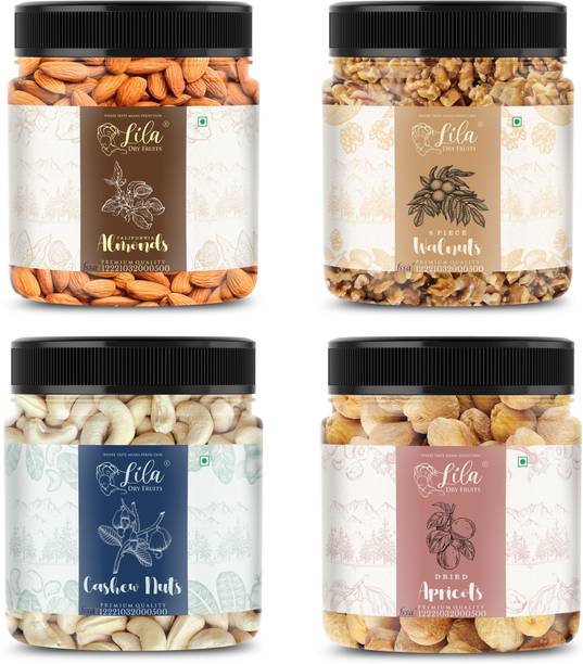 lila dry fruits Kaju Badam Arpicot Akhrot | Healthy and Tasty | Perfect for Gifting Cashews, Almonds, Walnuts, Apricots