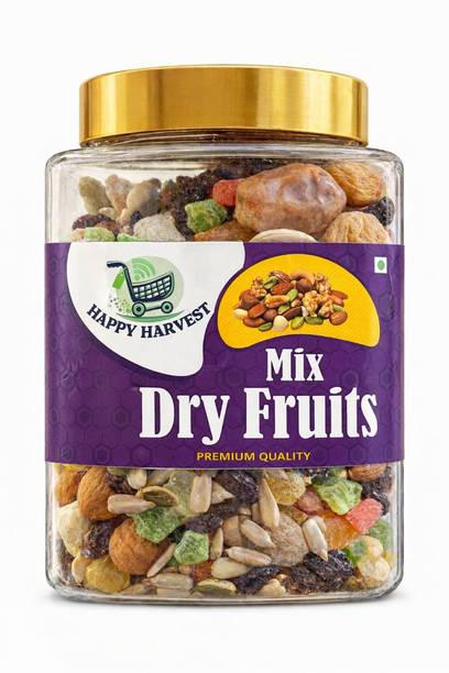 Happy Harvest MIX DRY FRUITS || 1000GM JAR Cashews, Almonds, Apricots, Dates, Dry Dates, Walnuts, Raisins, Pistachios